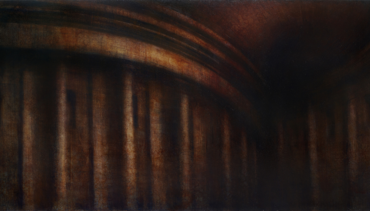Maya Kulenovic: AETHER / COLLAPSE, 2013, oil on canvas , 107" X 54" (271cm x 137cm). 'Build' Series.