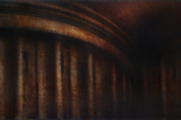 Maya Kulenovic: AETHER / COLLAPSE, 2013, oil on canvas , 107" X 54" (271cm x 137cm). 'Build' Series.