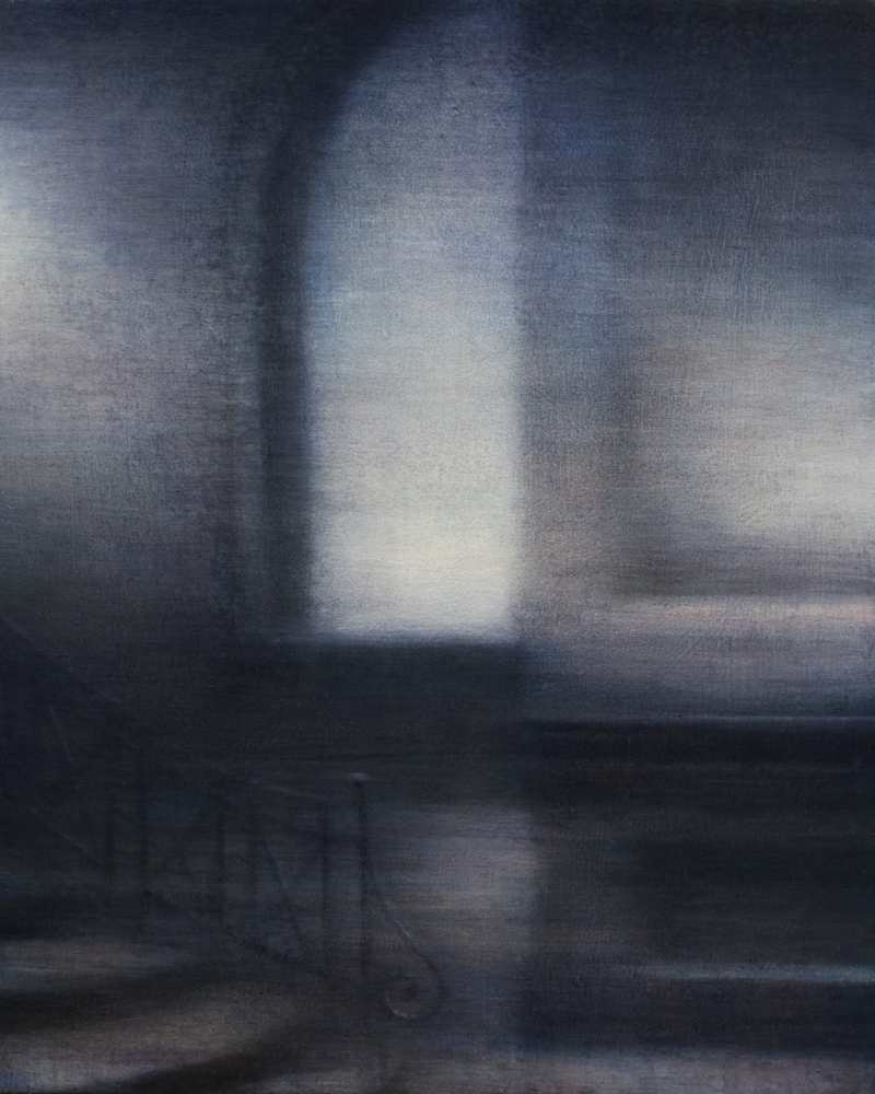 Maya Kulenovic: FROST (INTERIOR), 2015, oil on canvas, 30" x 24" (76cm x 61cm). 'Build' Series. (Architectural; Interior)