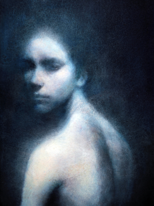 Maya Kulenovic: GLASS, 2012, oil on canvas, 38" x 26" (96.5cm x 66cm). 'Faces' Series.