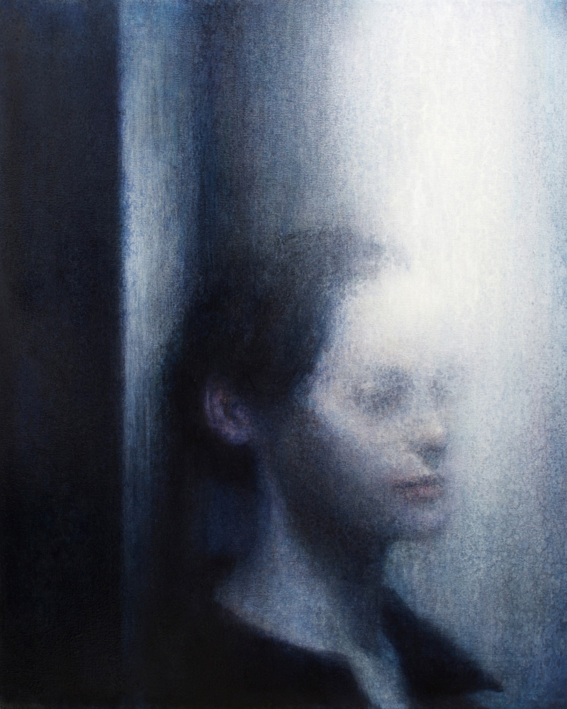 Maya Kulenovic: MIRIAM WAKING, 2017, oil on canvas, 40.5" x 32" (103cm x 82cm). 'Faces" Series.
