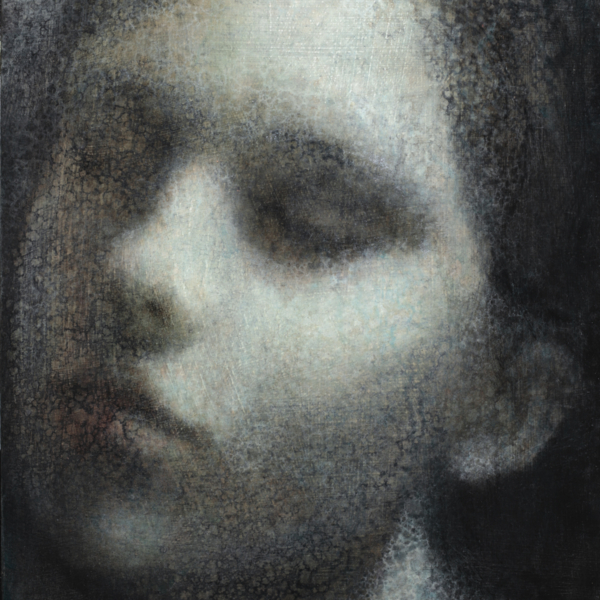 Maya Kulenovic; INTERLUDE No2, 2019. Oil on wood panel. 'Faces' series.