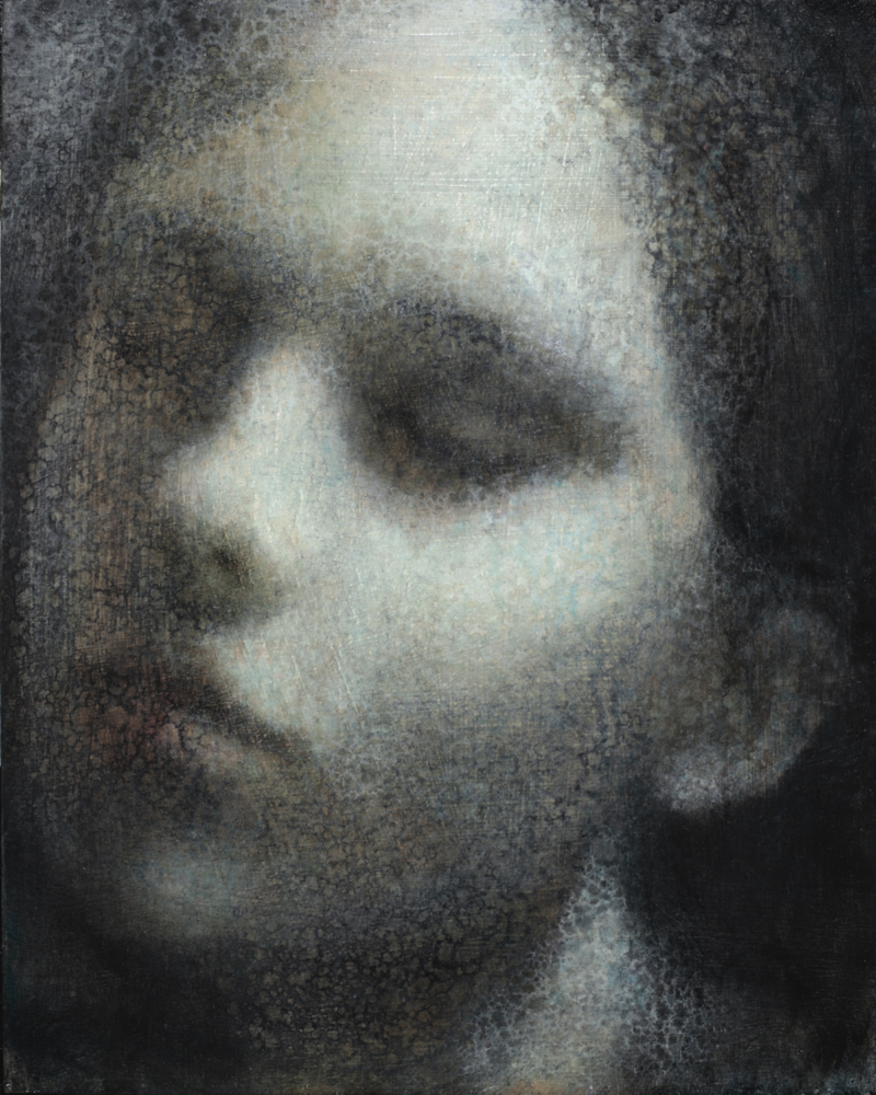 Maya Kulenovic; INTERLUDE No2, 2019. Oil on wood panel. 'Faces' series.