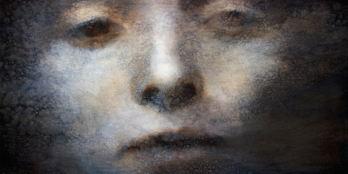 Maya Kulenovic: HYPNOSIS, 2017, oil on canvas, 30" x 57" (76cm x 144cm). 'Faces' Series.