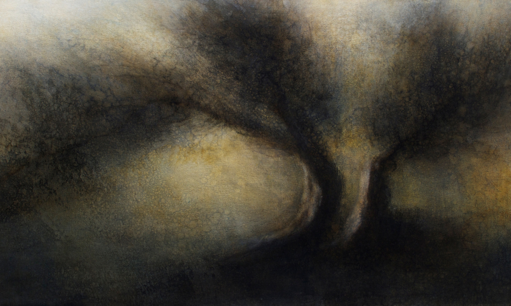 Maya Kulenovic: ORCHARD / SHUDDER, 2017-18, oil on canvas, 31" X 60", 79cm X 152.5cm. 'Land' Series.