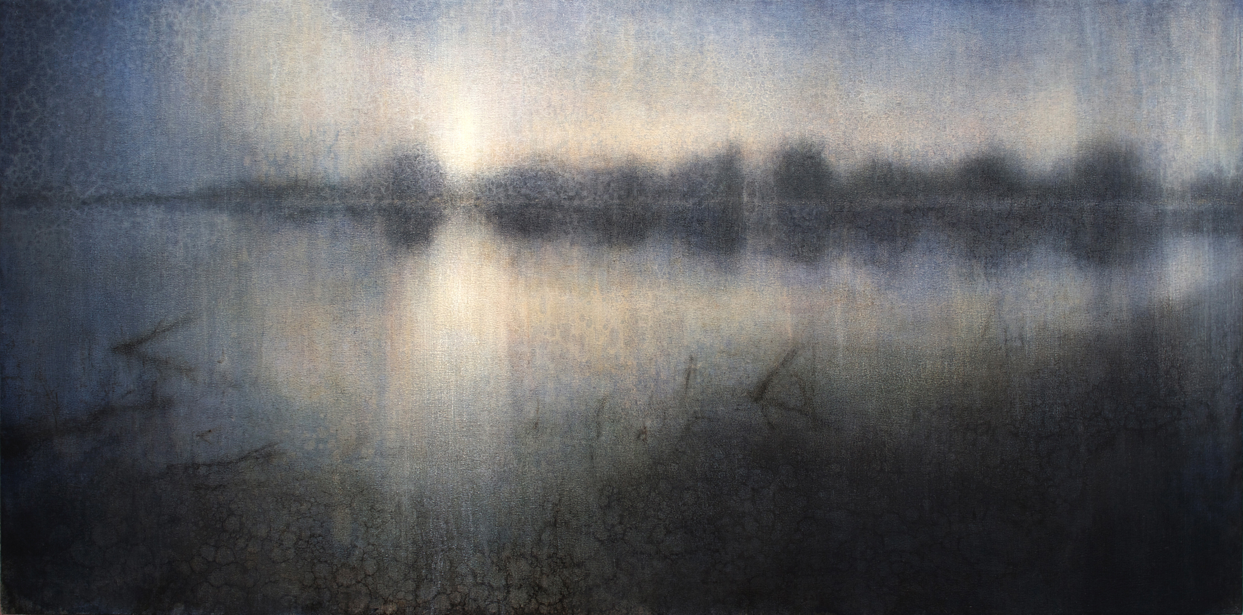 Maya Kulenovic: RESERVOIR, 2016, oil on canvas, 31" x 60" (79cm x 152.5cm). 'Land' Series.