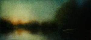 Maya Kulenovic: WETLANDS / AFTERGLOW, 2014, oil on canvas, 27" x 55.5" (69cm x 141cm). 'Land' Series.