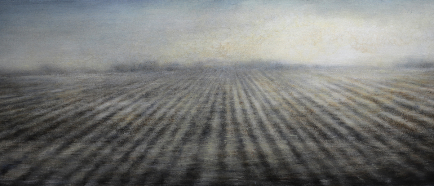 Maya Kulenovic: WIND PLAIN, 2018, oil on canvas, 30.5" x 74" (76cm x 188cm). 'Land' Series.